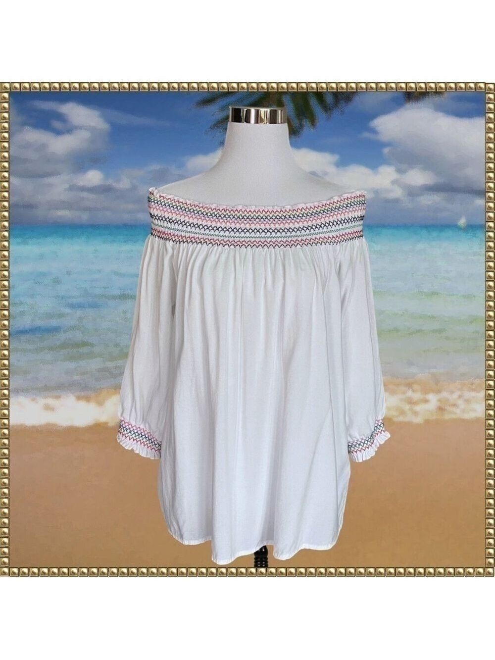 Derek Heart Plus White Embroidered Off Shoulder Blouse Size 1X